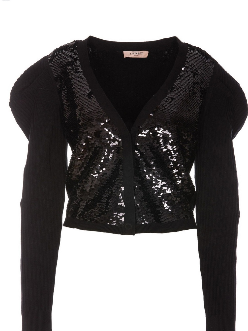 Twin-Set Black Sequin Cropped Cardigan
